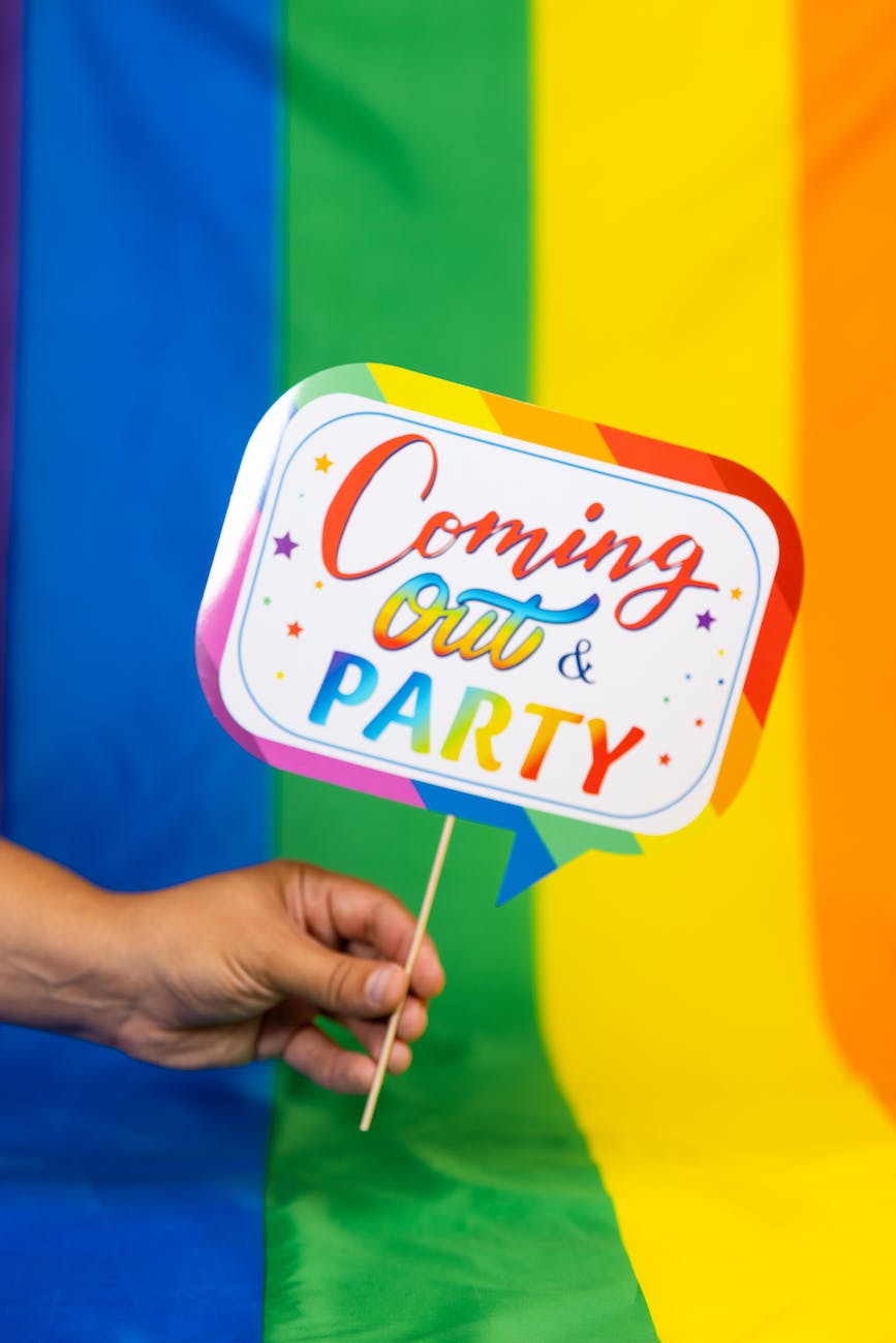 rainbow label for gay lesbian coming out party